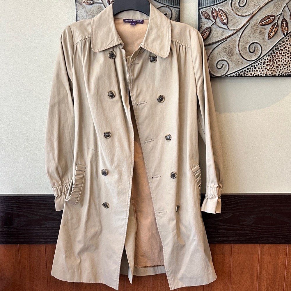 Classic Tan Double-Breasted weekend workshop women,s Coat